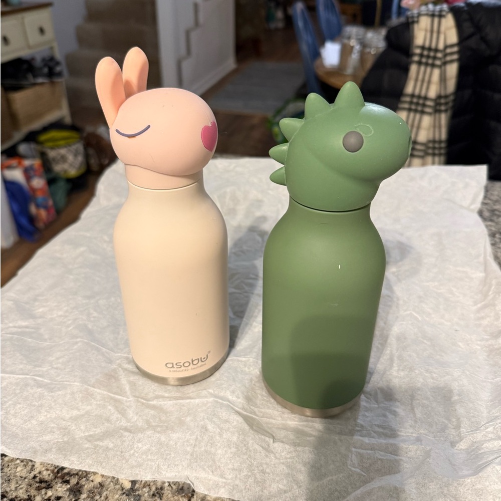 Asobu Bestie insulated stainless steel bottles- TWO. Dinosaur and Bunny - Picture 2 of 11